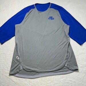 NIKE  Baseball‎ Dri‑FIT 3/4 Sleeve Large Gray Blue Men BSBL Performance Sz XL